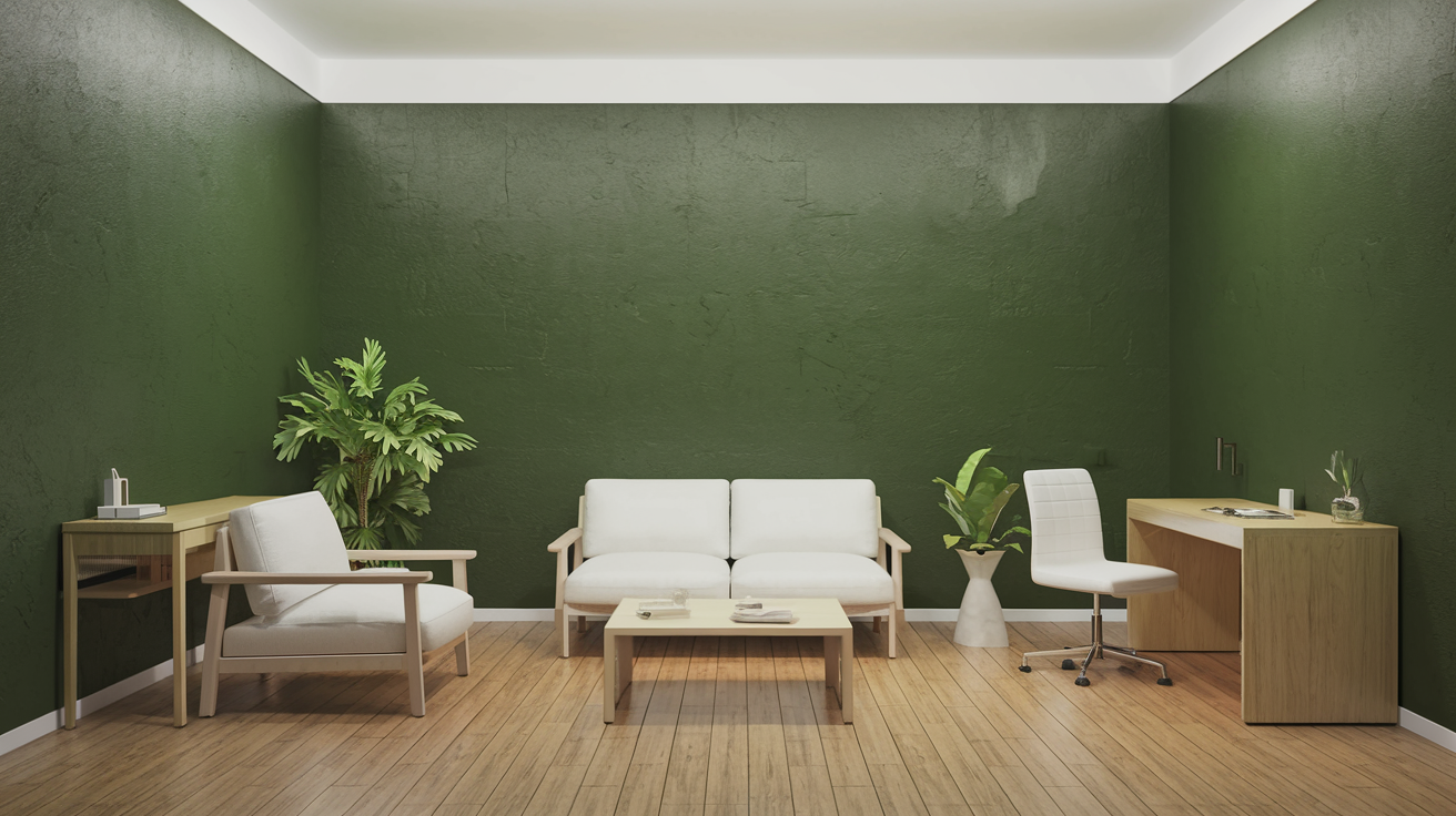 Minimalist Green Accent Wall