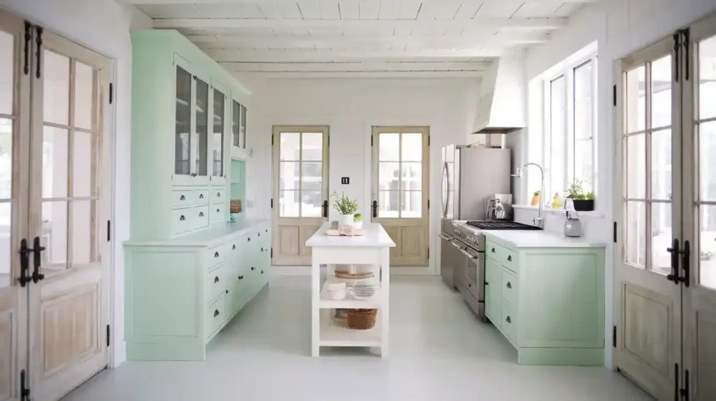 Mint Green and Whitewashed Wood