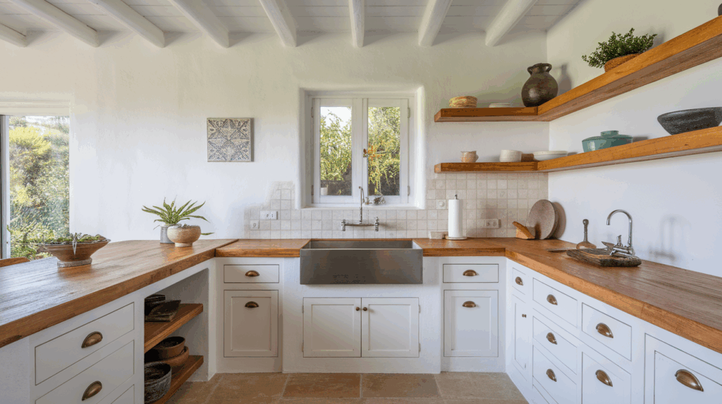 Mix of White and Wood Tones
