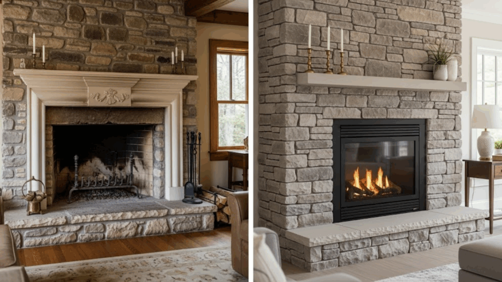 Modern Stone Fireplace Insert