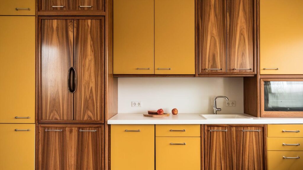 Mustard Yellow and Walnut
