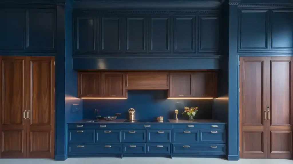Navy Blue and Walnut Combo