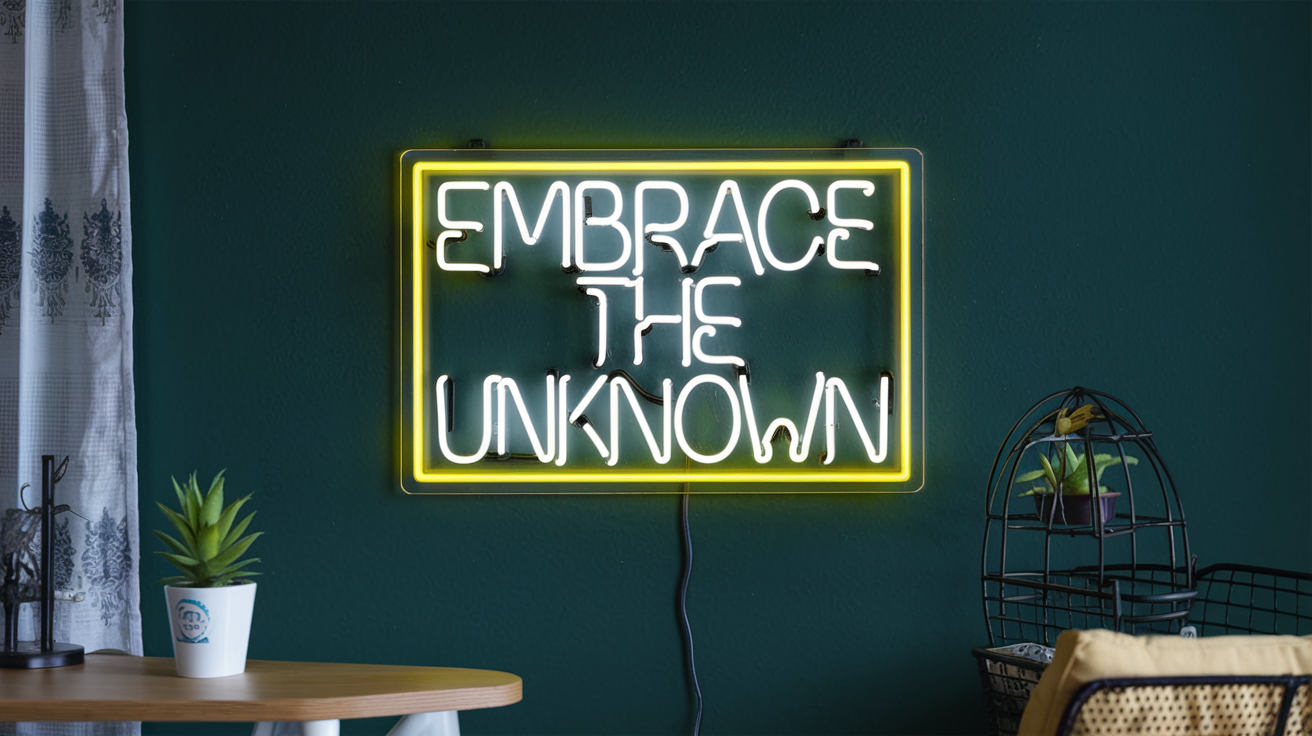 Neon Sign on Green Wall