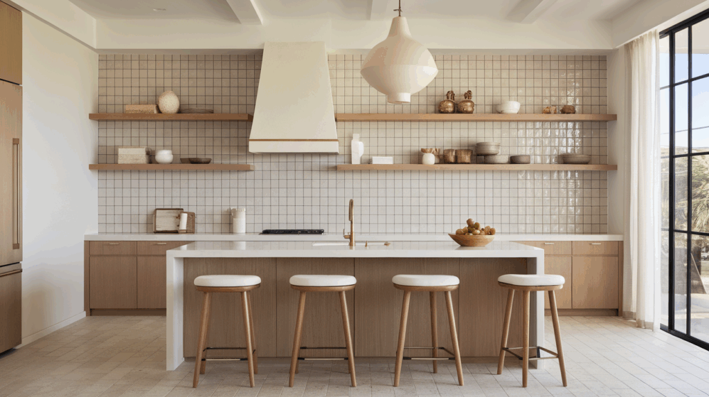 Neutral-Toned Tile Backsplash