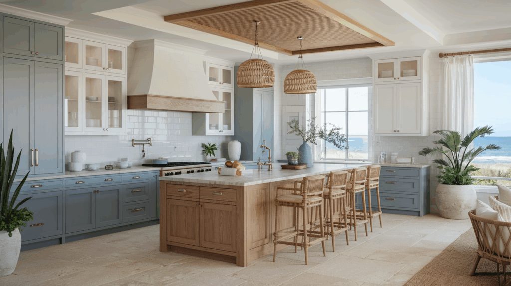 Ocean Blue and White Cabinets