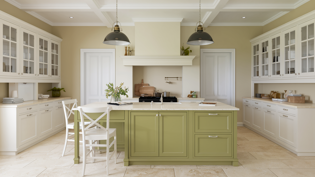 Olive Green Kitchen Island
