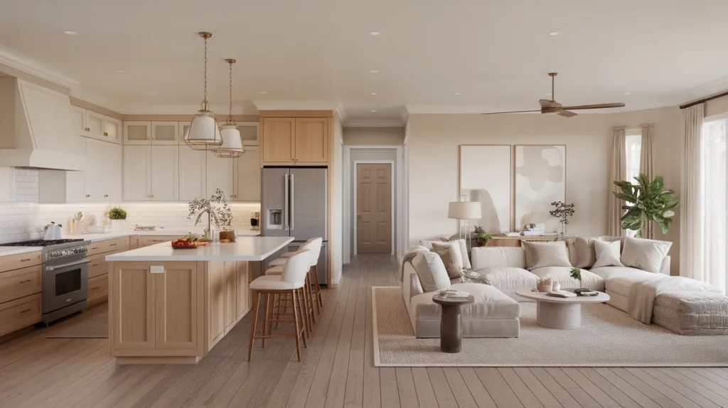 Open Kitchen and Living Room Combo