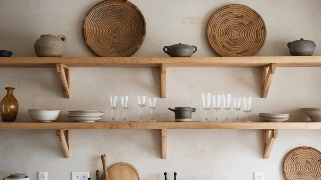 Open Shelving with Curated Boho Pieces