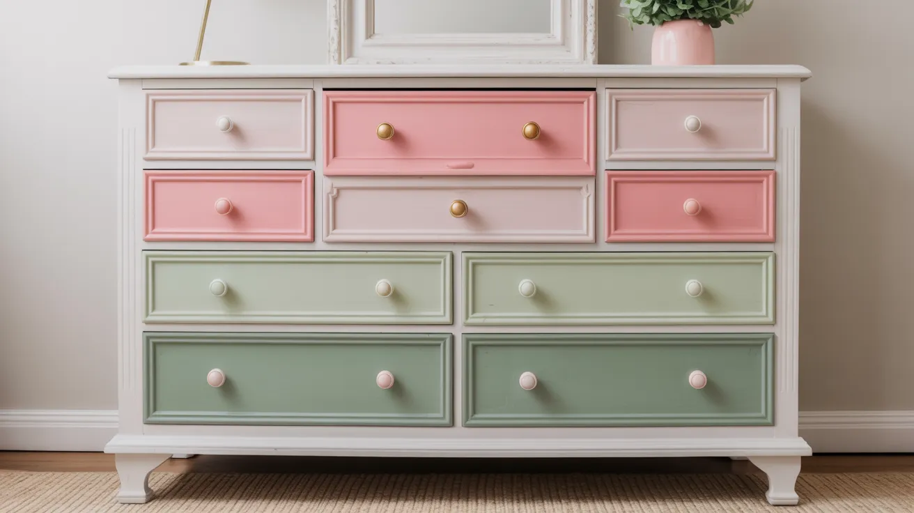 Painted Pink and Green Dresser