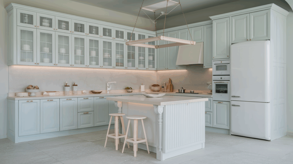 Pale Blue and Crisp White
