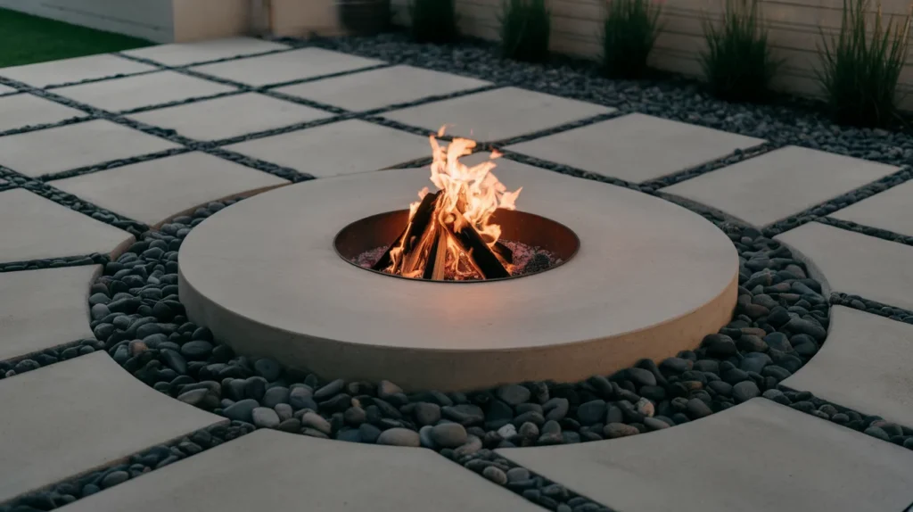 Pebble-Lined Fire Feature