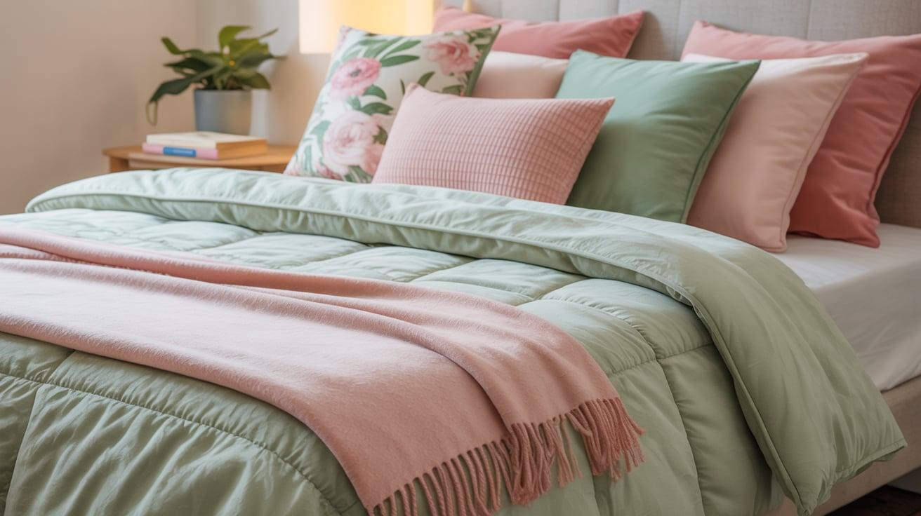 Pink and Green Bedding Set