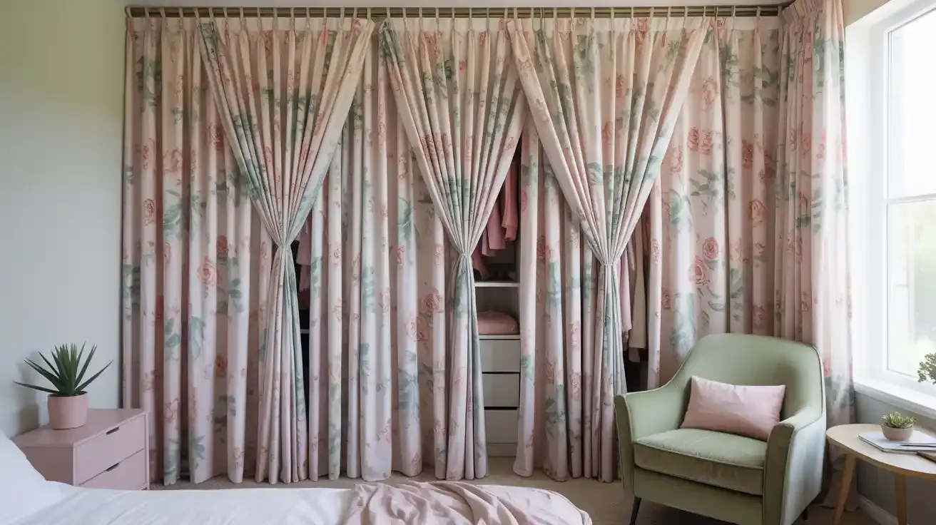 Pink and Green Closet Curtain