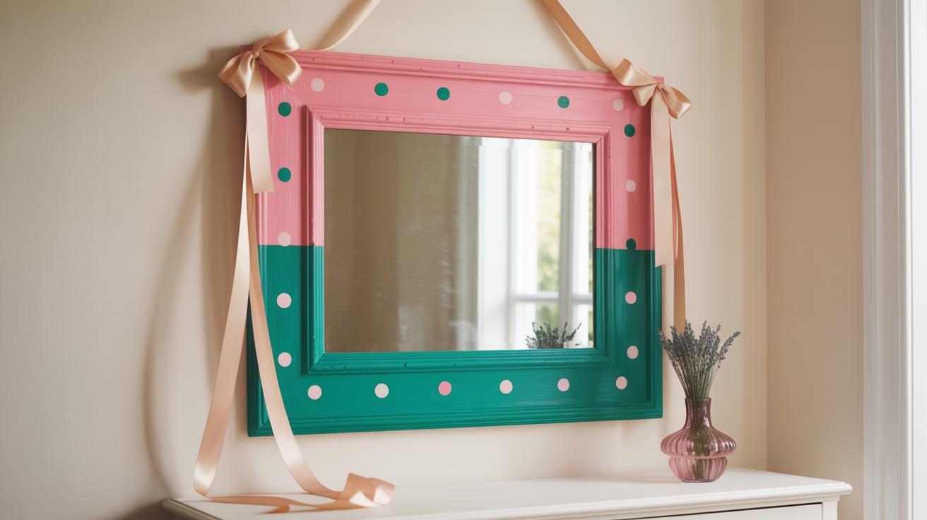 Pink and Green Mirror Frame