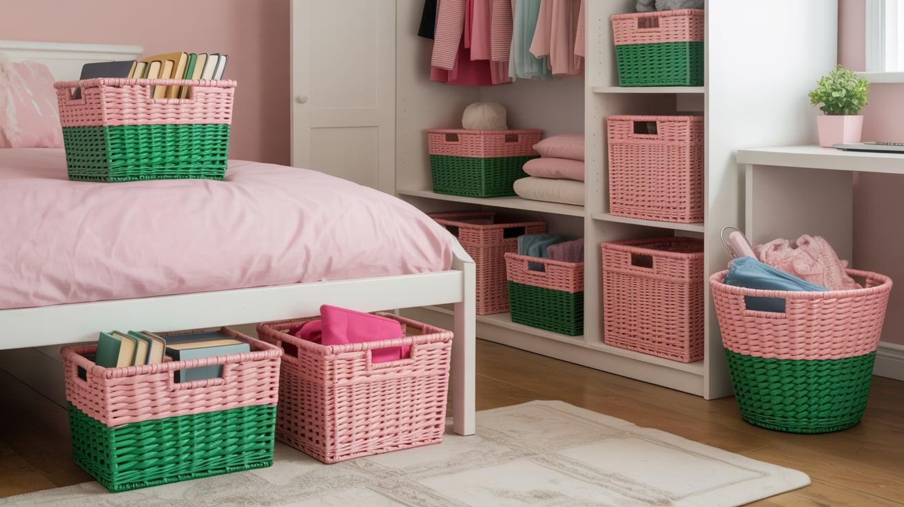 Pink and Green Storage Baskets