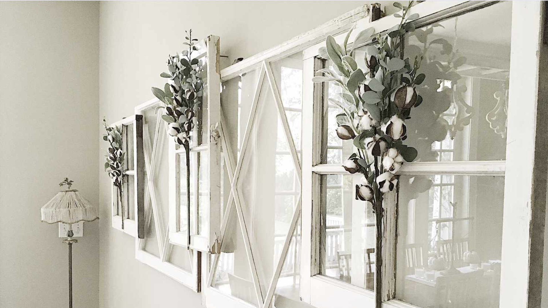Repurposed Window Frame as Wall Decor