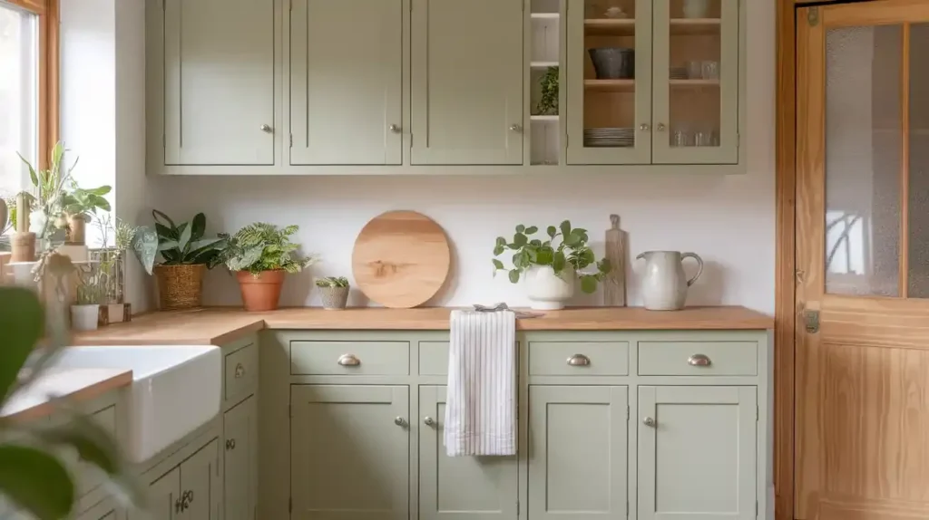 Sage Green and Light Maple