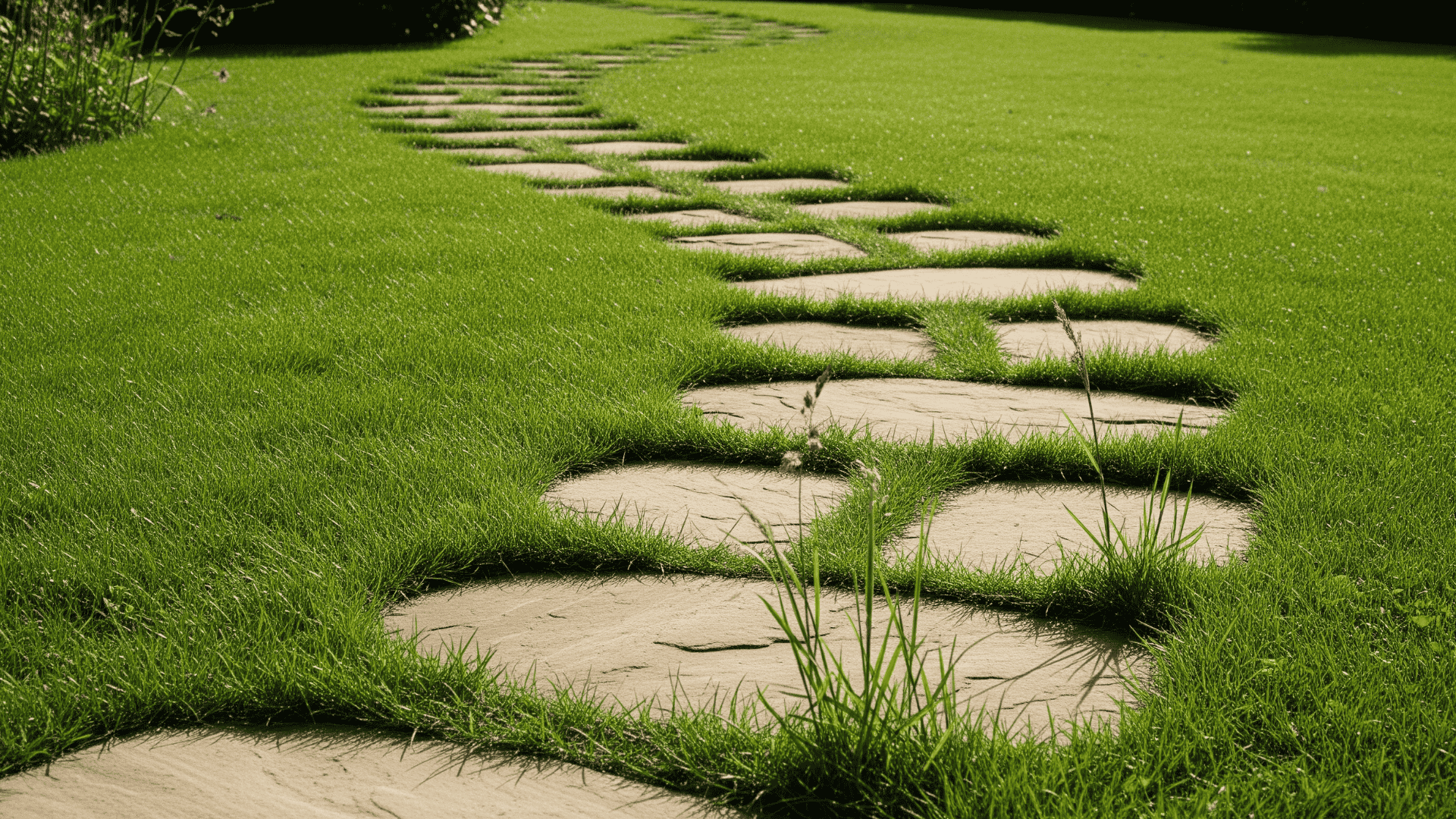 Sandstone Slabs in Lawn
