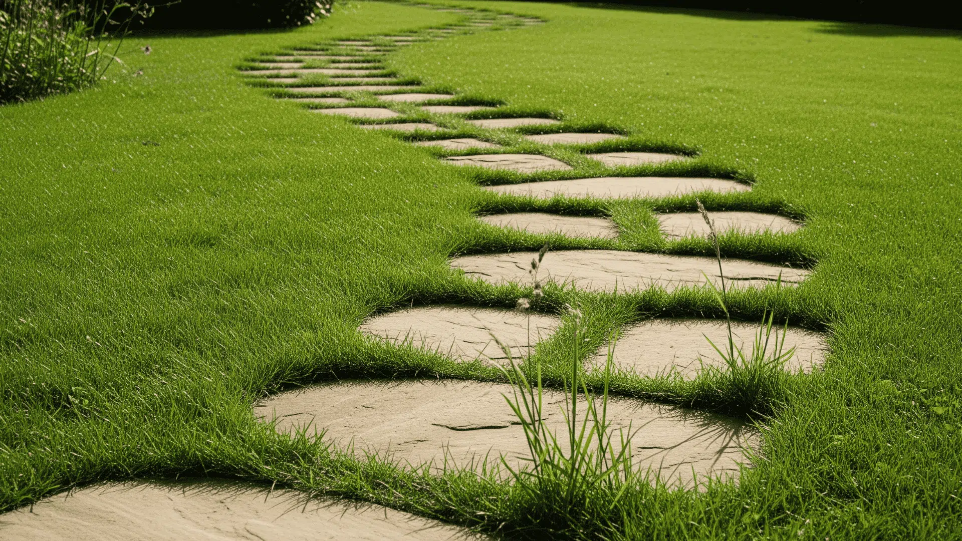 Sandstone Slabs in Lawn