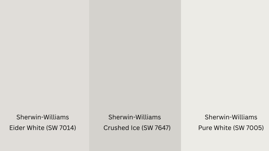 Sherwin-Williams Eider White Compared with Other Colors