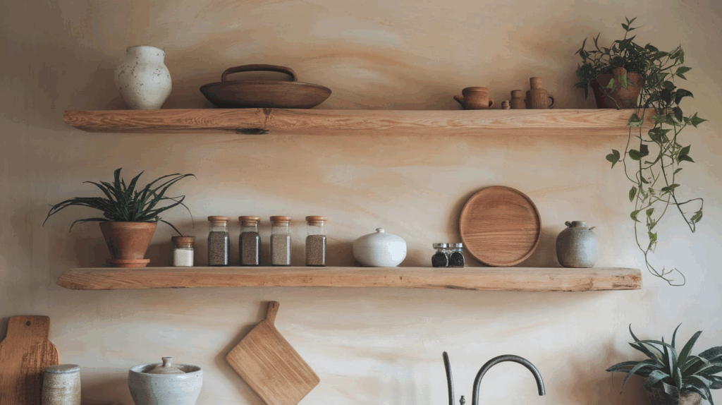 Simple Wooden Open Shelving