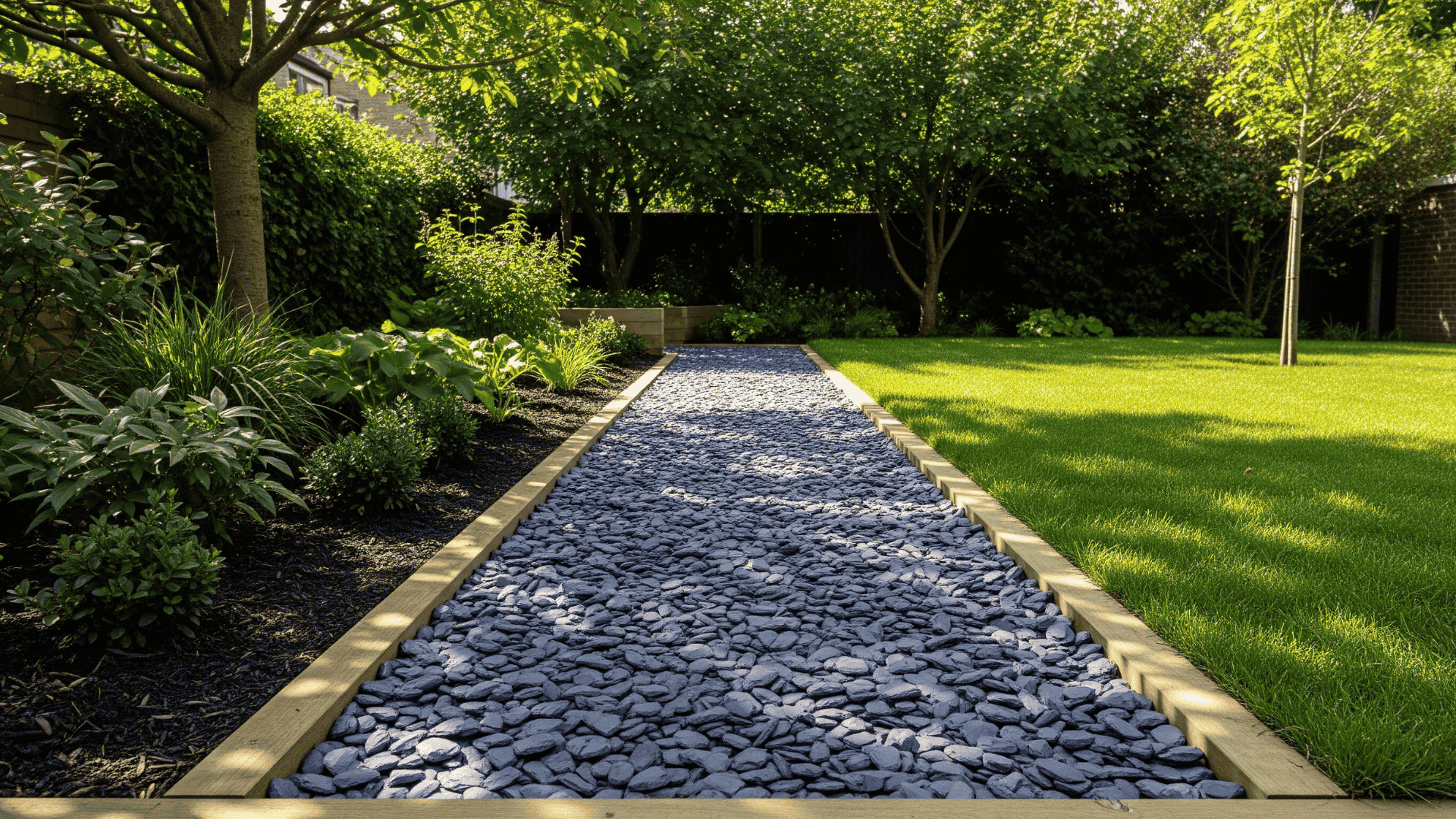 Slate Chips with Timber Border