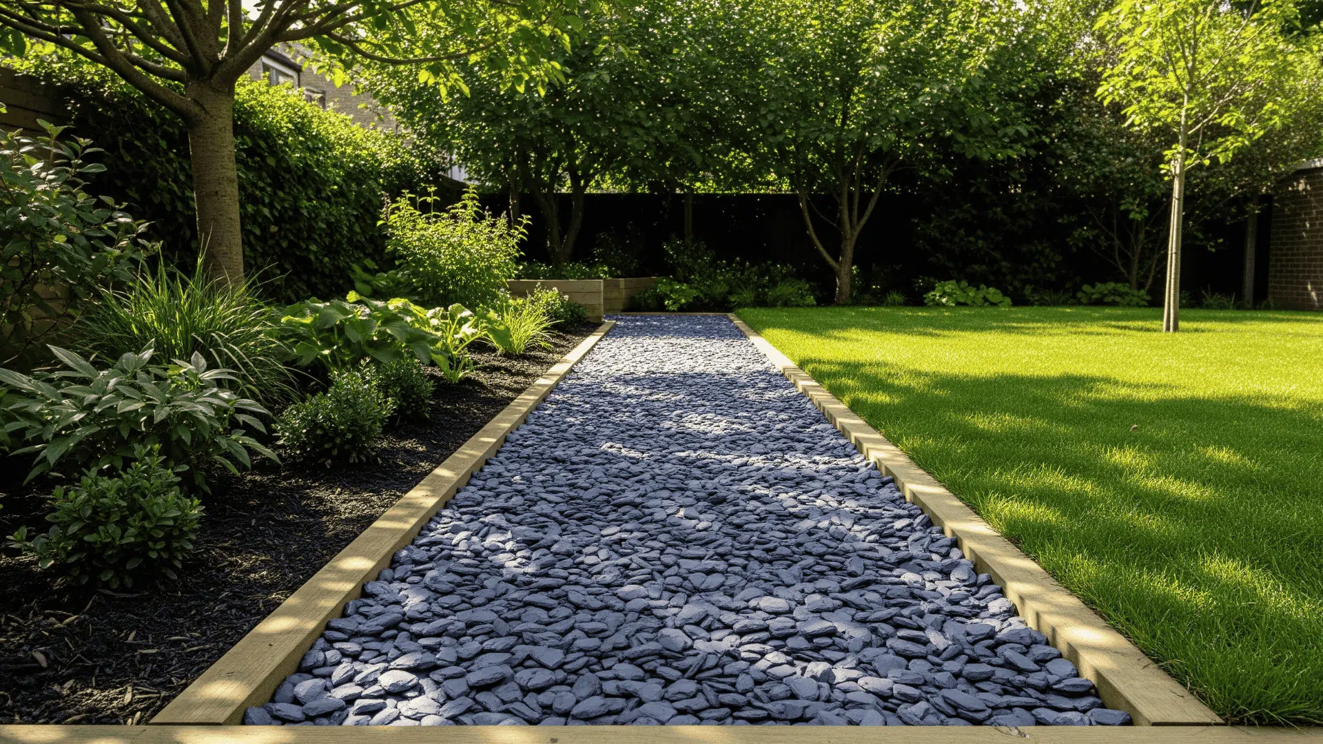 Slate Chips with Timber Border