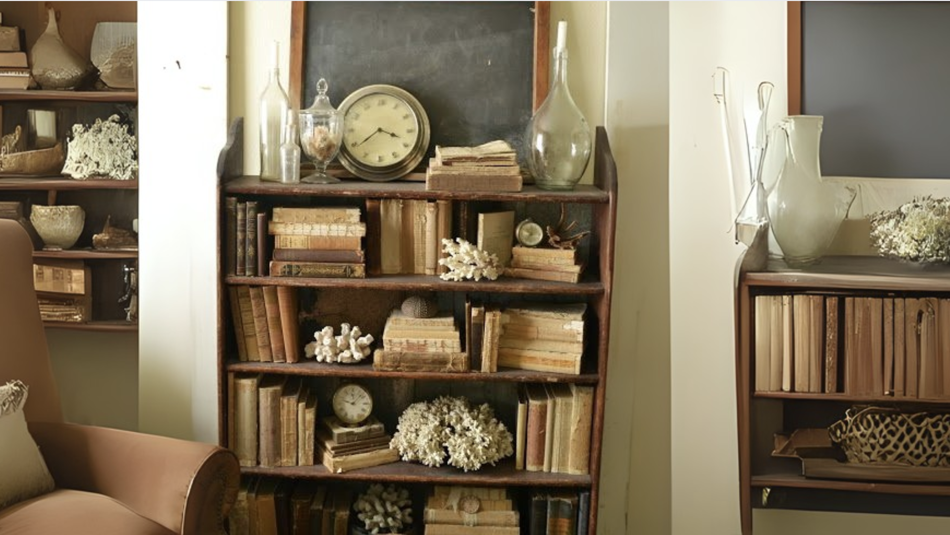 Thrifted Bookshelf with Old Books