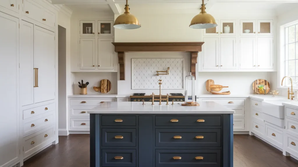 Two-Tone Cabinetry, Coordinated Hardware