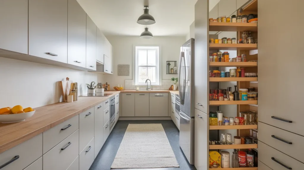 U-Shaped Kitchen with Pull-Out Pantry