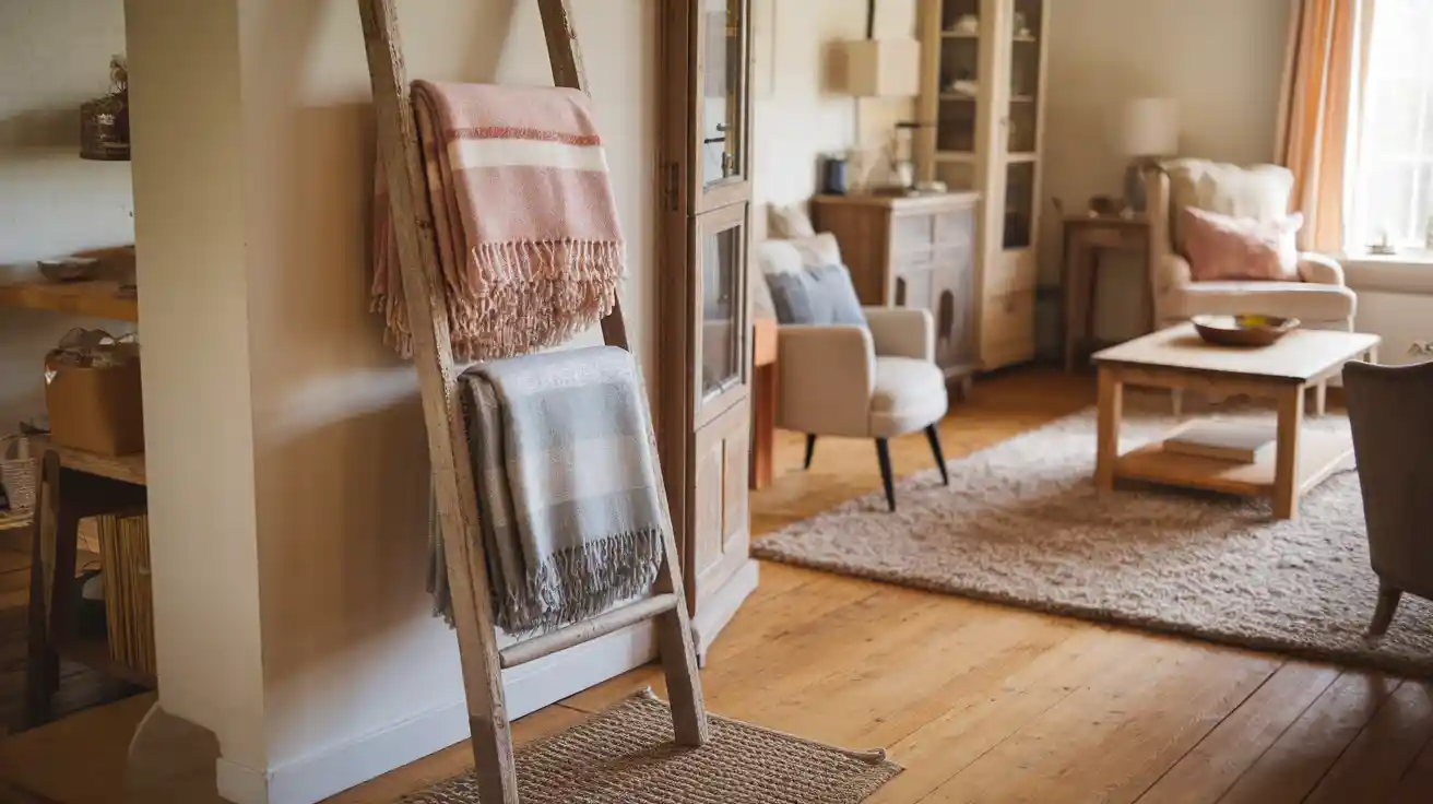 Use a Blanket Ladder for Warmth and Charm