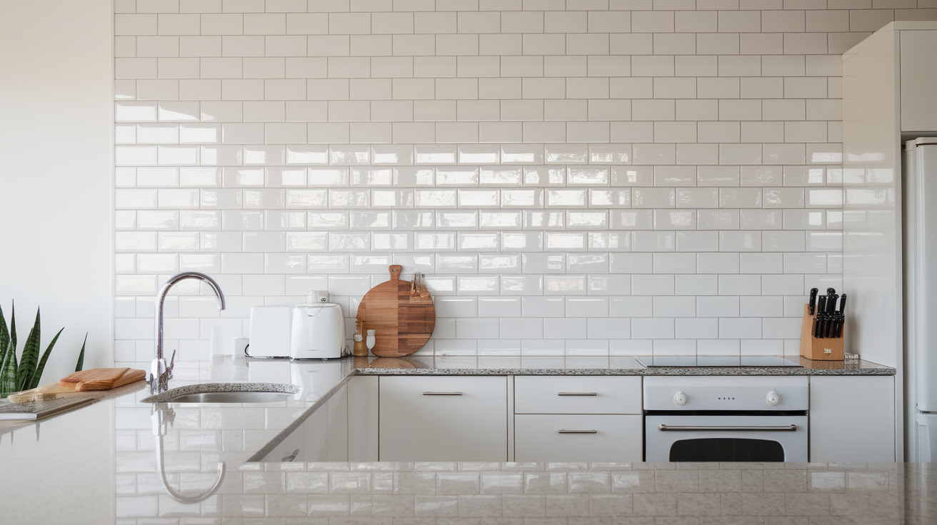 White-on-White Glossy Tiles