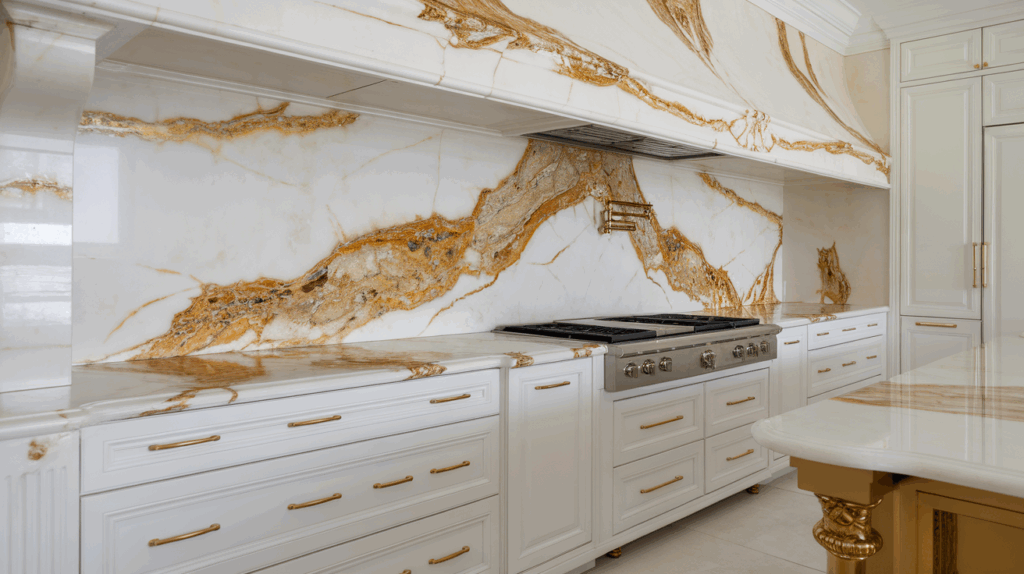 White Marble with Gold Veining
