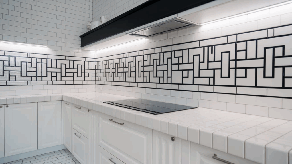 White Tiles with Geometric Patterns