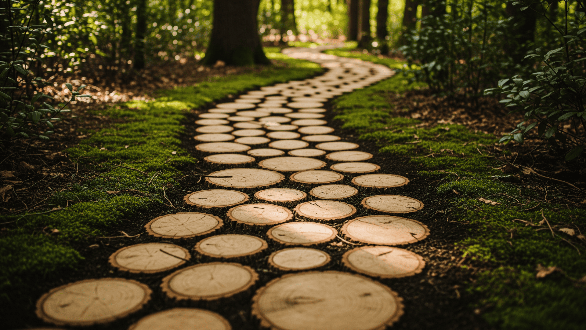 Wood Slice Stepping Path