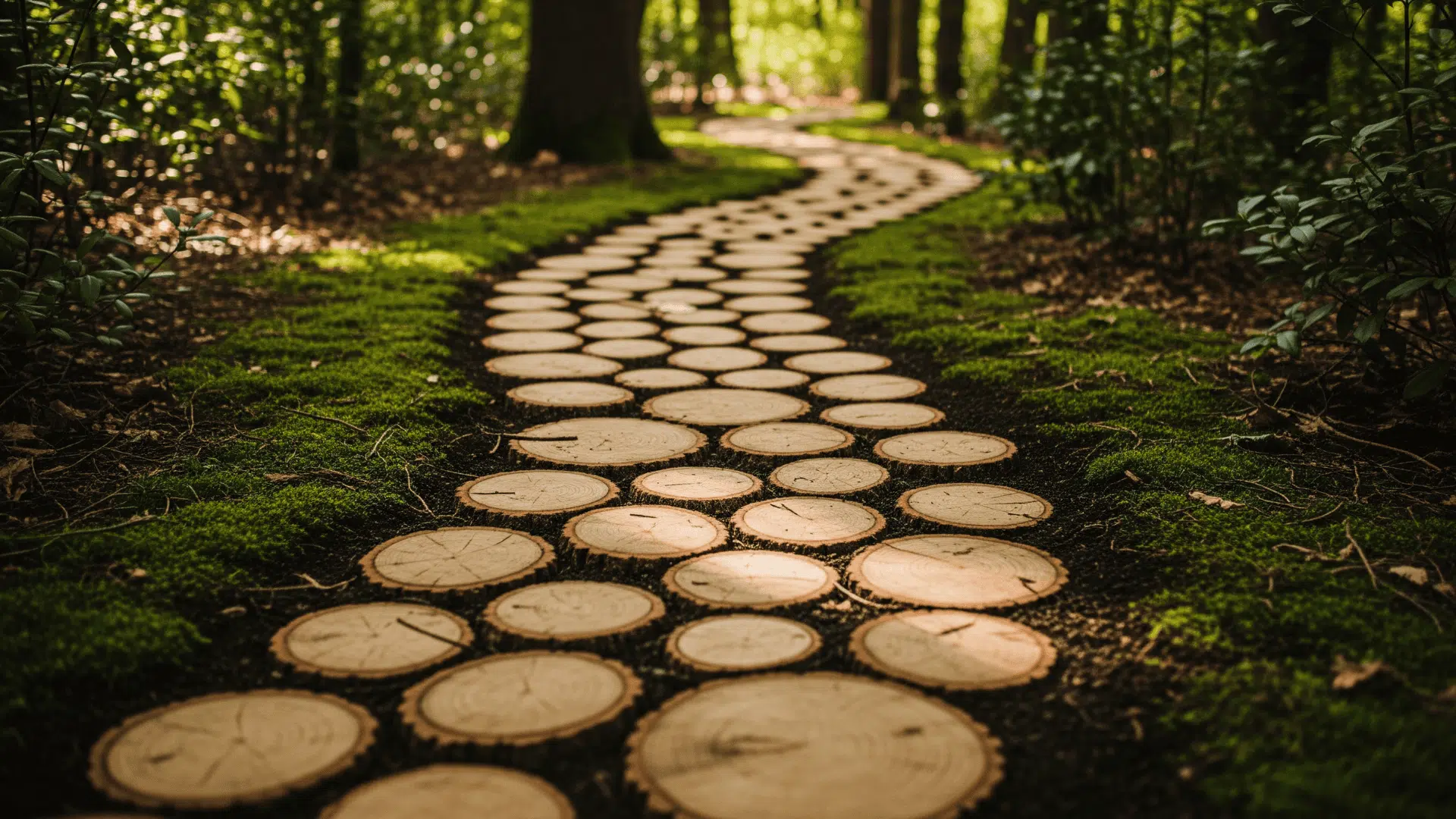 Wood Slice Stepping Path