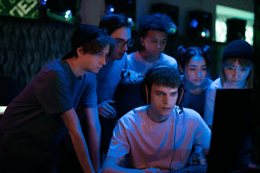 A group of people looking at a computer screen AI-generated content may be incorrect.