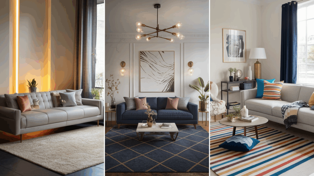 colours go with grey sofa and carpet