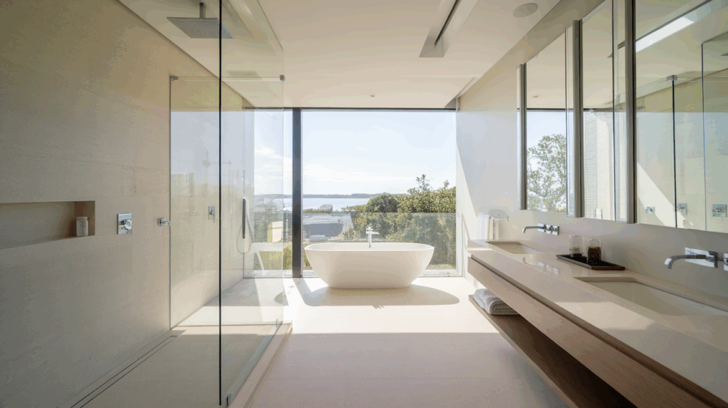 doorless shower dimensions