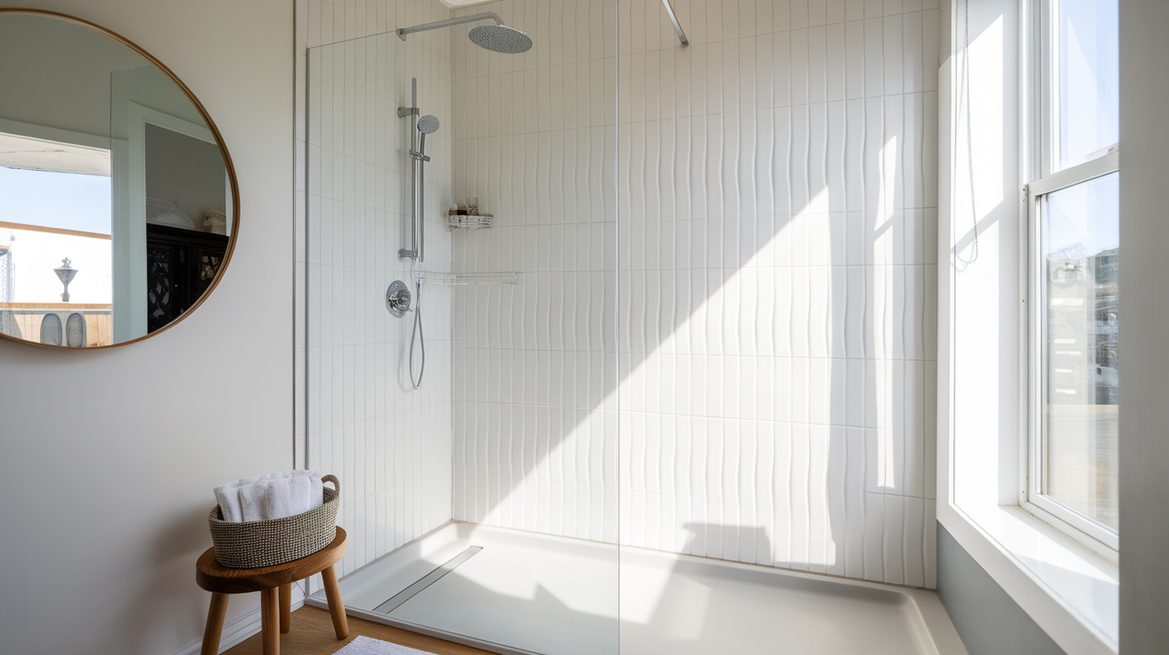 Walk-In Shower with Frameless Glass Enclosure