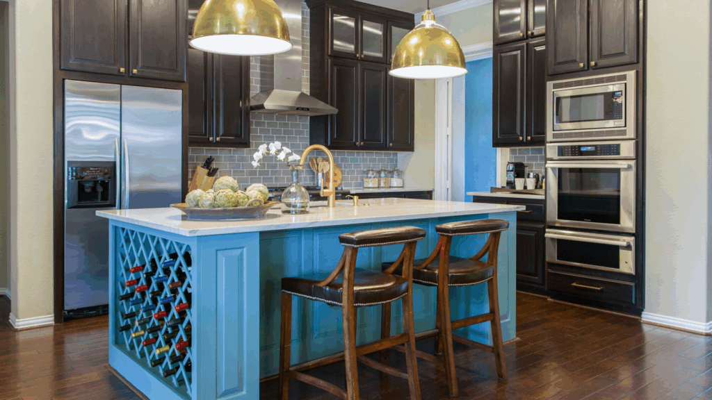 kitchen island colors with dark cabinets