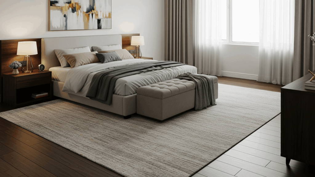 rug size for king bed