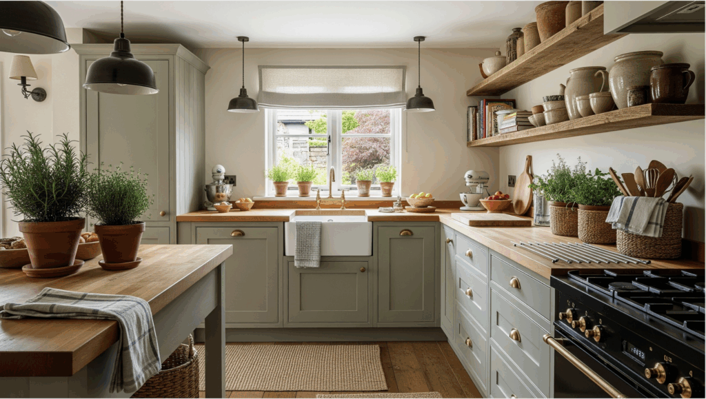 rustic sage green kitchen cabinets