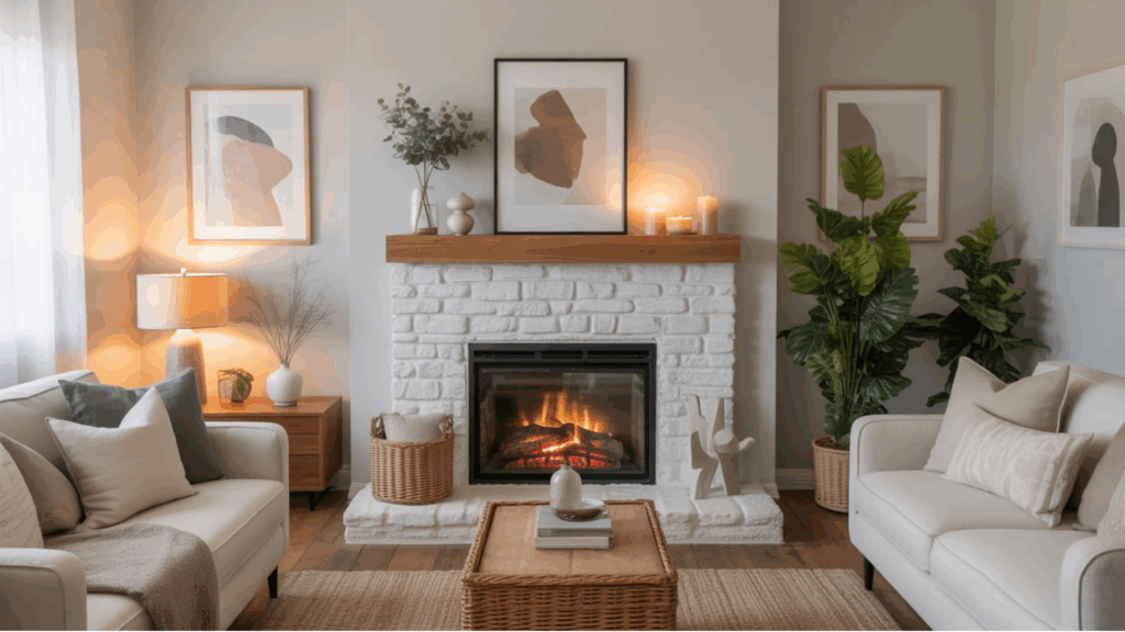 stone fireplace makeover before and after