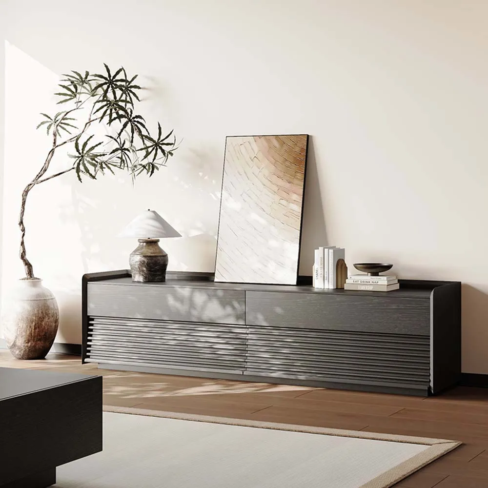 Mid-Century Modern TV Stand – Walnut with Adjustable LED Lighting