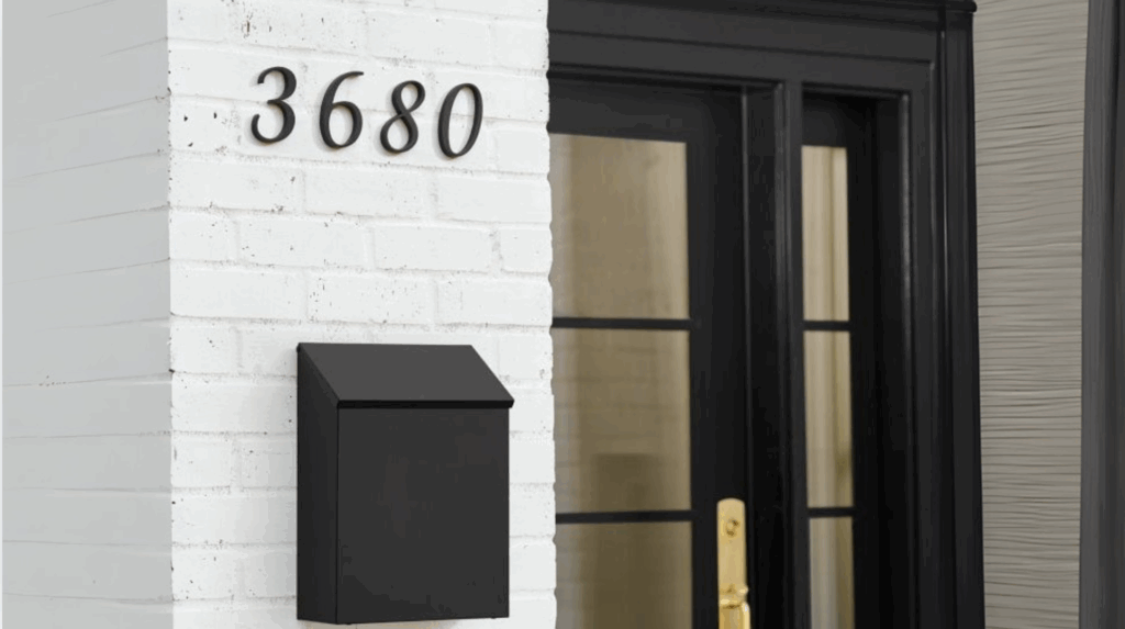 Black Mailbox with White Brick