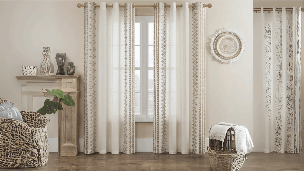 Boho curtains look with linen curtains
