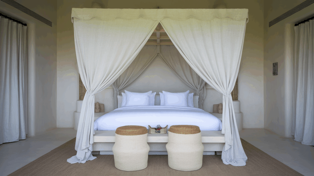 Canopy Bed with Linen Panels