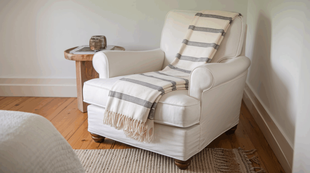 Corner Chair with a Coastal Throw