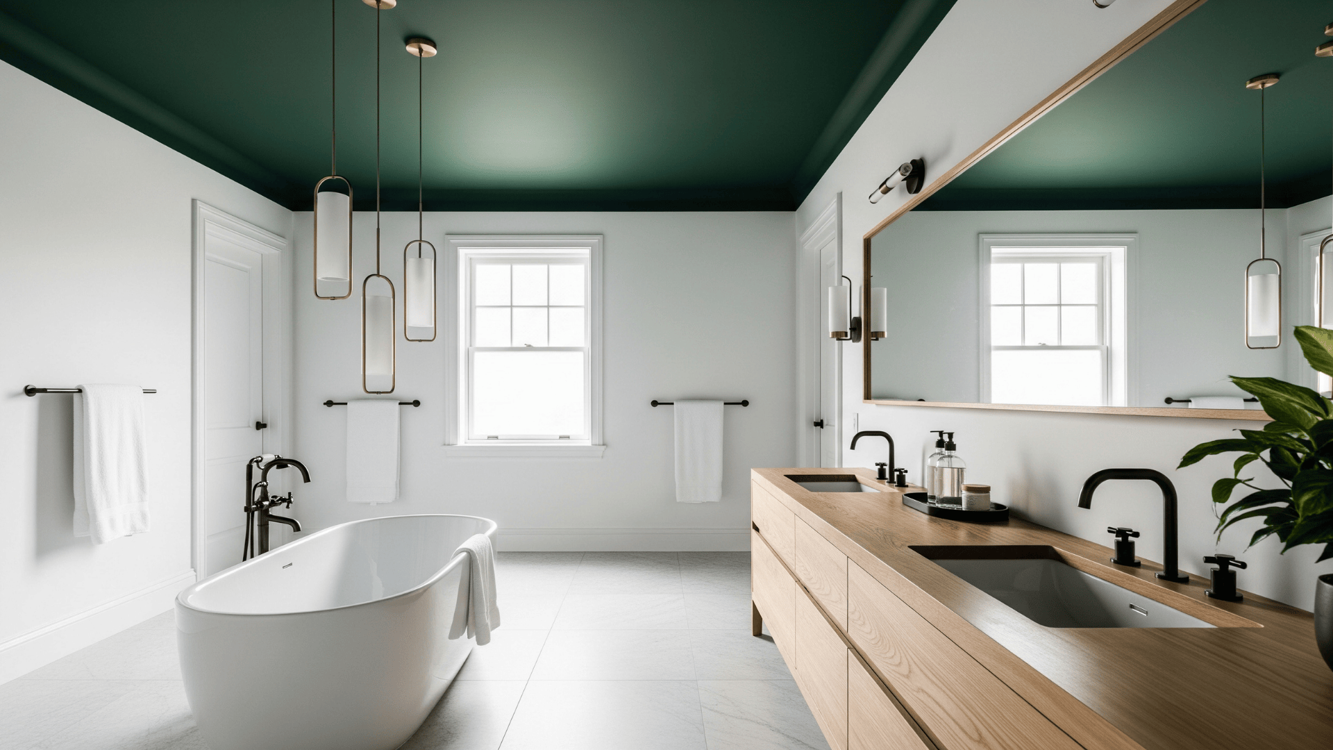 21 Forest & Dark Green Bathroom Design Inspiration - Opple House